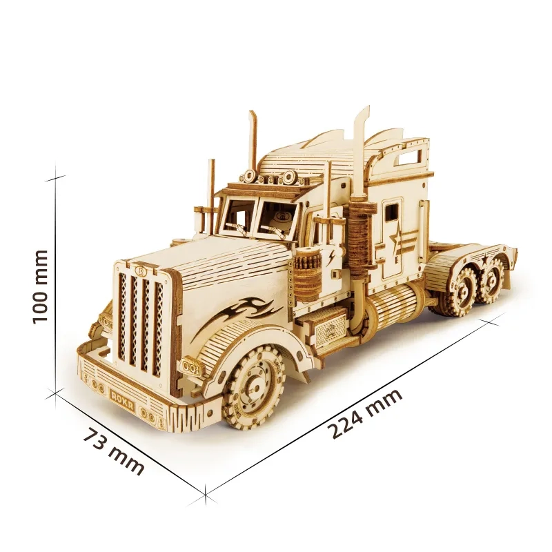 (286-tlg. Set) ROKR 3D Holz Puzzle Mechanischer DIY Modell Bausatz LKW Home Deko für Erwachsene (MC502) - Heavy Truck