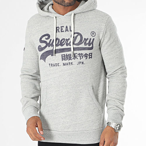 Sweat Capuche Vintage Logo Gris Chiné