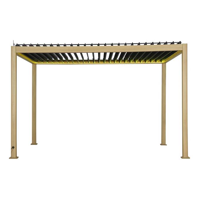 Pergola électrique bioclimatique EVORA Effet bois Honey
