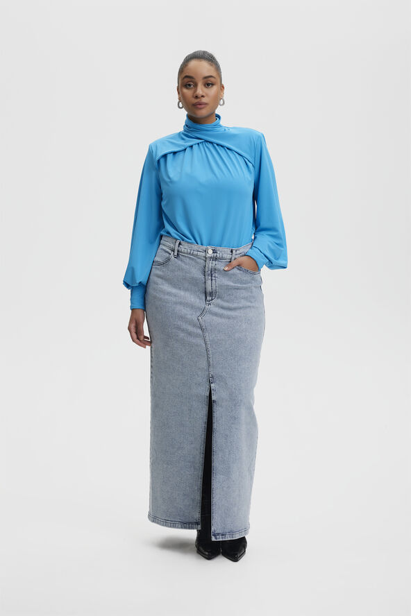 Gestuz SiwGZ HW long skirt Light blue washed