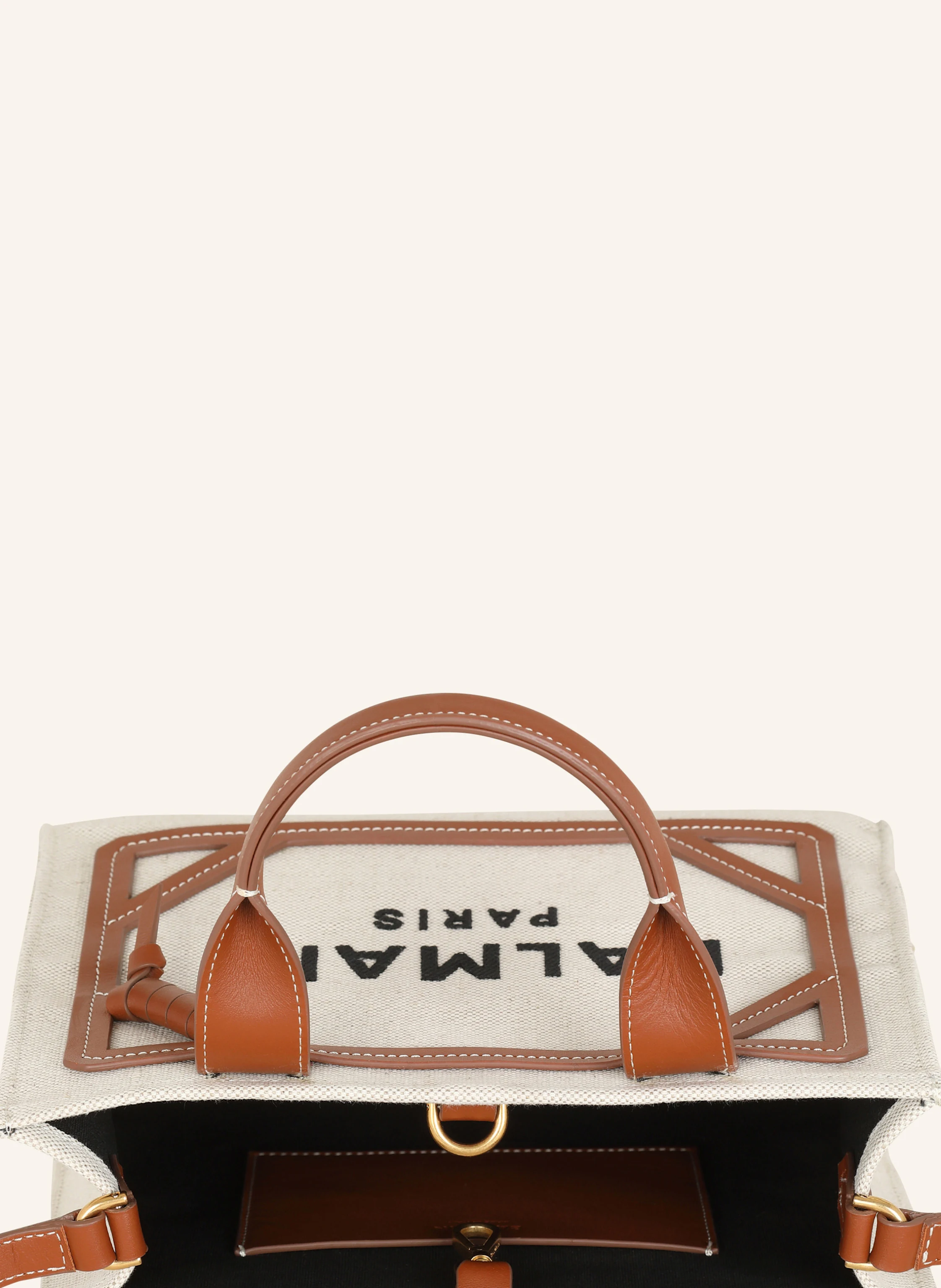 BALMAIN Kleiner Shopper B-Army aus Canvas mit Ledereinsätzen