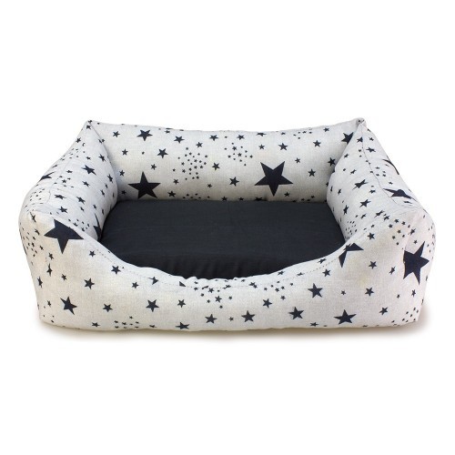 Cama para cachorro com estrelas, preta