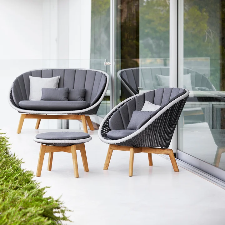 Cane-line - Peacock Lounge Sessel (5458) Outdoor, Teak / dunkelgrün