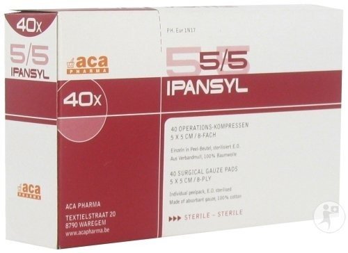 Ipansyl 1 Compresse Stérile 8 Plis 5 x 5cm 40 Pièces