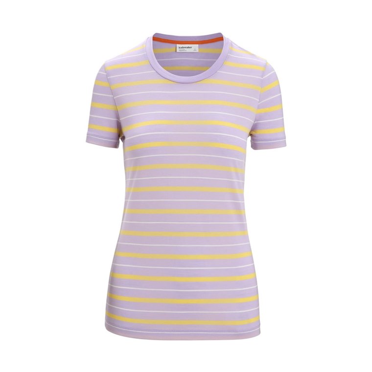 Icebreaker Wave Stripe SS Tee Women Purple Gaze/Summer