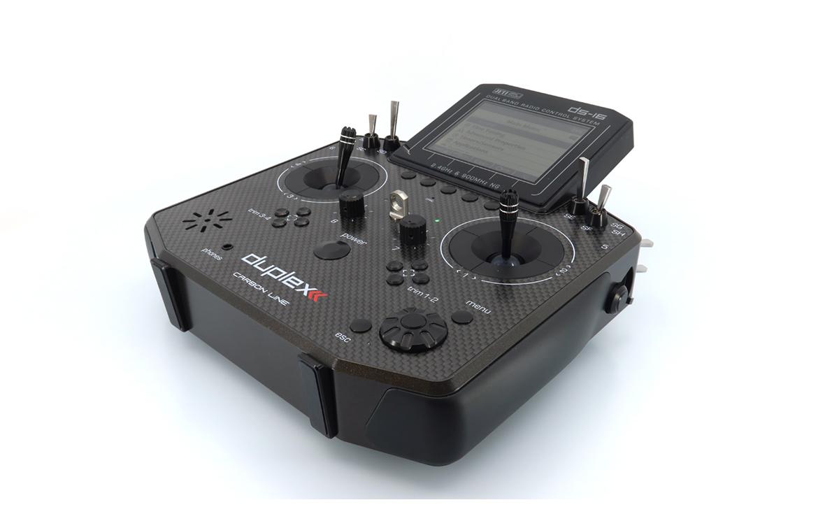 Fernsteuerung DS-16 II Carbon Line Schwarz mit R10 Empfänger<br>Professioneller Jeti Duplex 2.4 GHz Sender