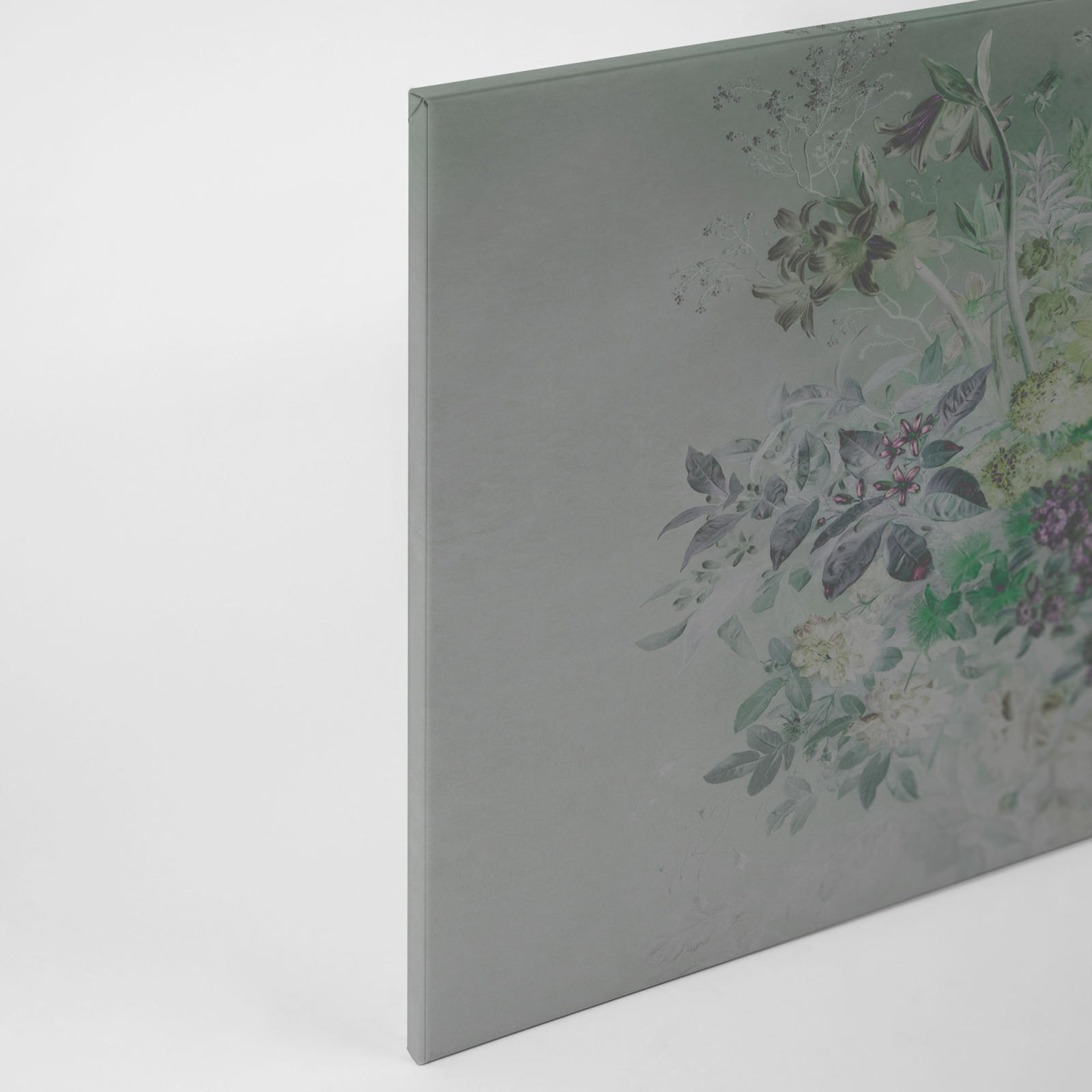 Leinwandbild BLUMEN-BOUQUET - grau-grün - 90x60 cm