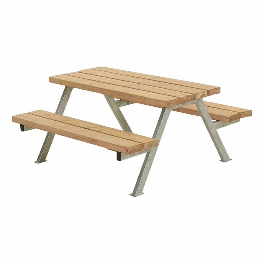 BENKESETT PLUS BORD/BENKER ALPHA JUNIOR 118X118X57/32,5CM GYLDENBRUN