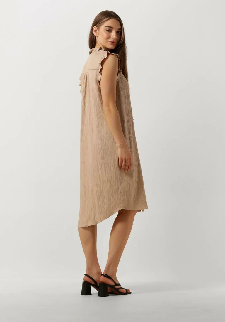 CO\\'COUTURE taupe co'couture mini jurk sueda frill dress