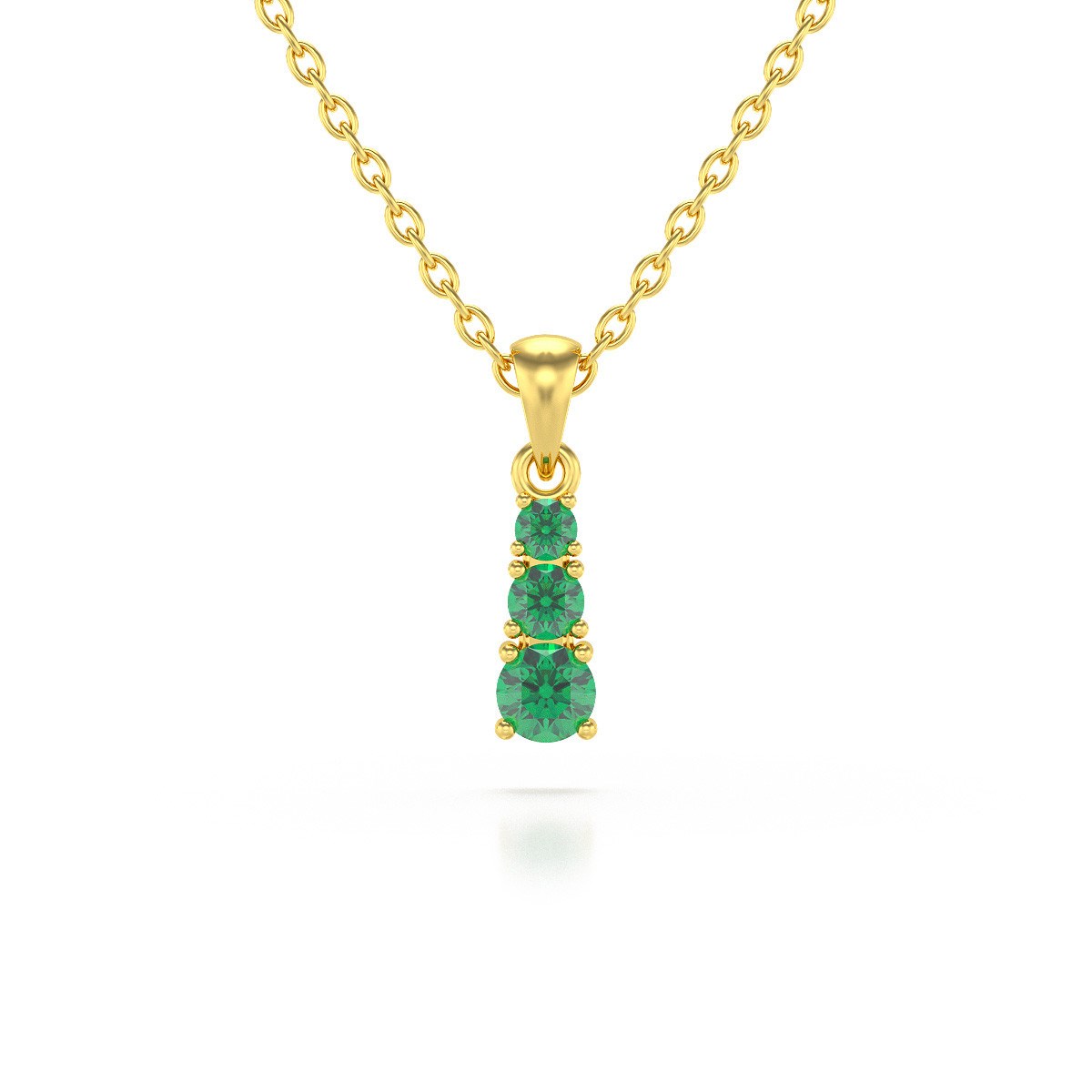 Collier Pendentif ADEN Or 585 Jaune Emeraude Chaine Or 585 incluse 0.45grs