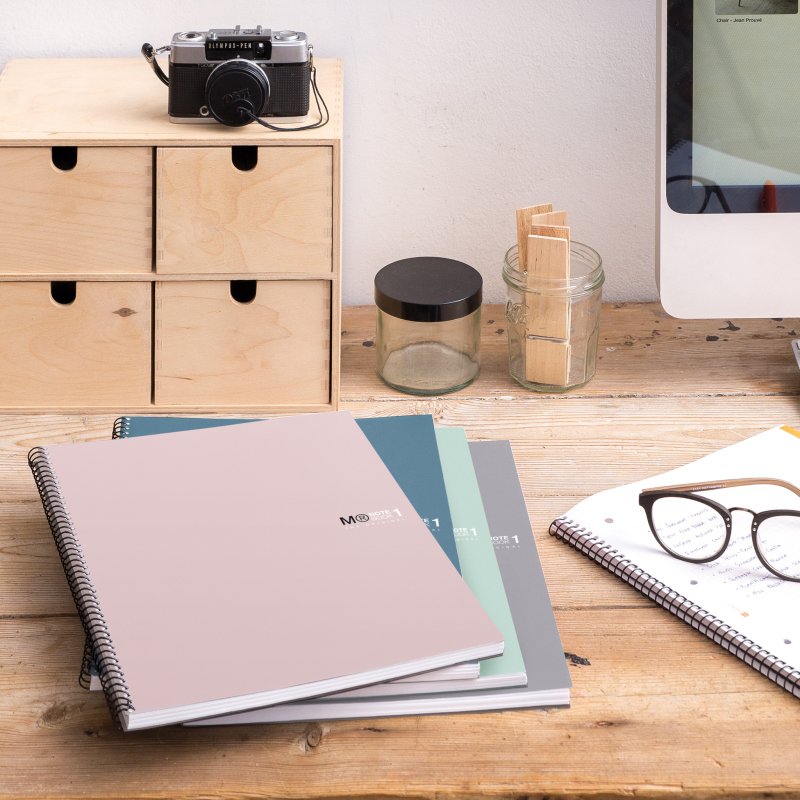 Notebook The Original, Couverture rigide, A4, lignes horizontales, 80 feuilles de 1 couleur, Miquelrius, Grafit.
