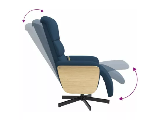 Fauteuil inclinable de massage avec repose-pieds bleu tissu