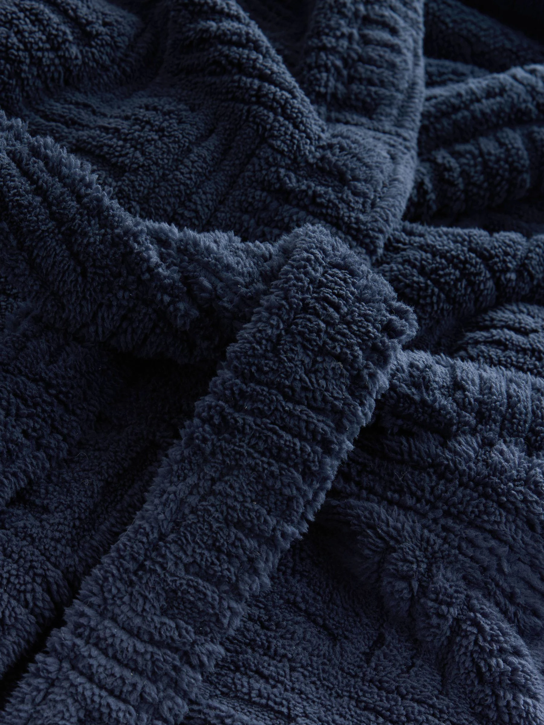 Donkerblauw - Patterned Cut Borg Dressing Gown