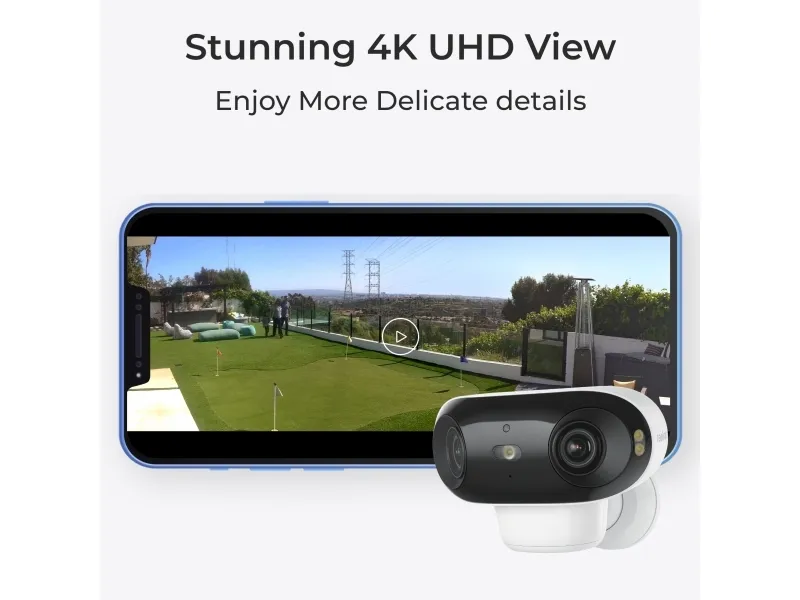 Reolink Argus Series 4 Pro - Netværksovervågningskamera - udendørs - vejrbestandig - farve (Dag/nat) - 8 MP - 5120 x 1440 - 4K - fast brændvidde - audio - trådløs - WiFi - 802.11ax, Bluetooth 5.0 - H.264, H.265