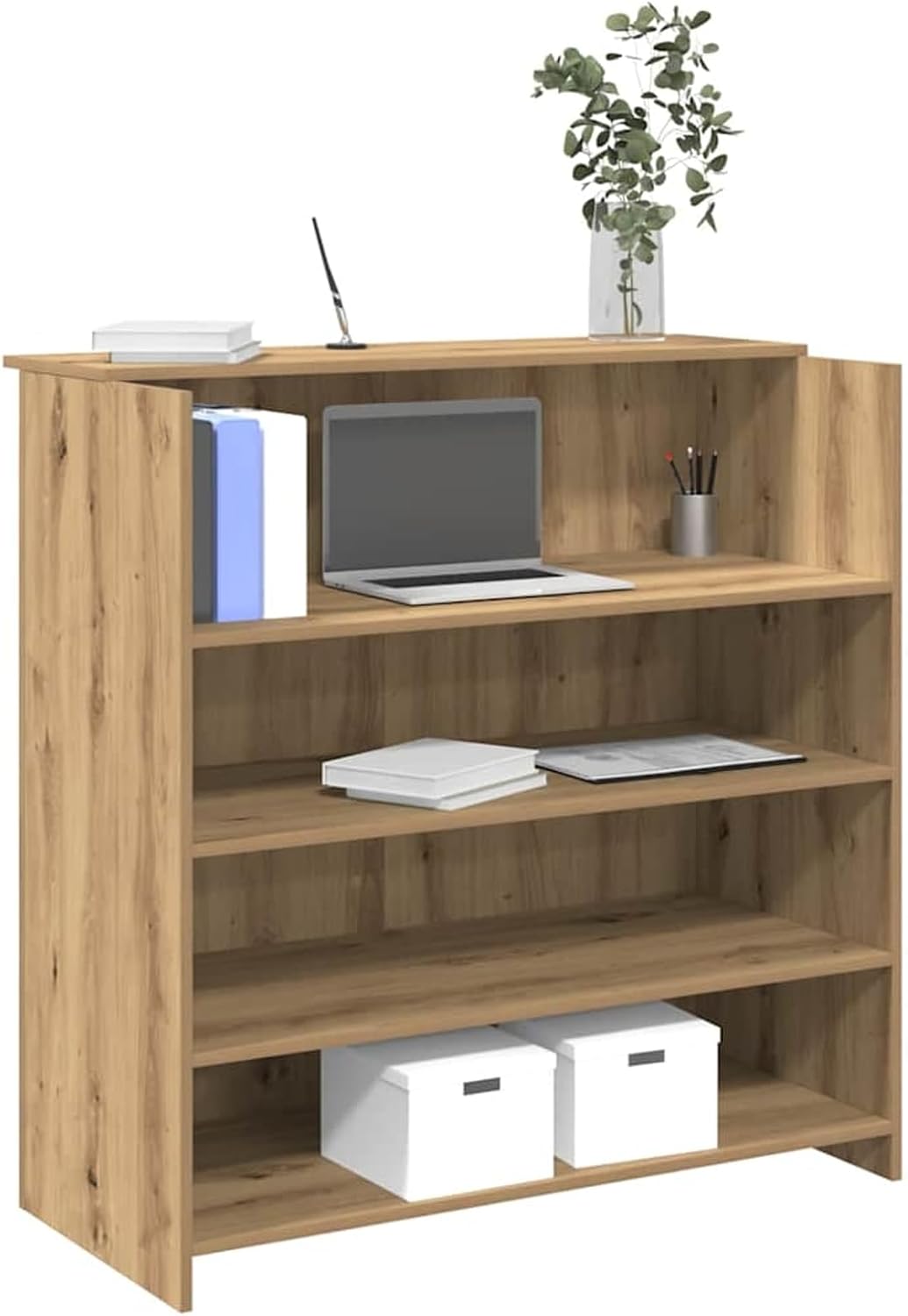 Gecheer Empfangstheke Artisan-Eiche 100x50x103,5 cm Holzwerkstoff, Empfangstheke Bürotheke Rezeptionstresen Verkaufstheke für Hotel Praxis Ladenlokal