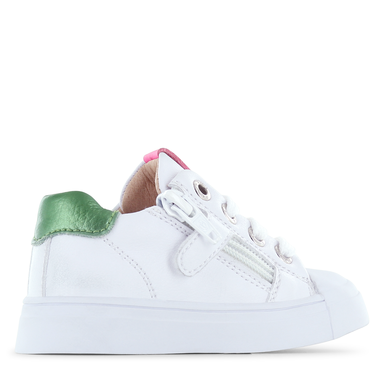 Shoesme witte sneaker met roze stripings Microleer | Meisjes schoenen