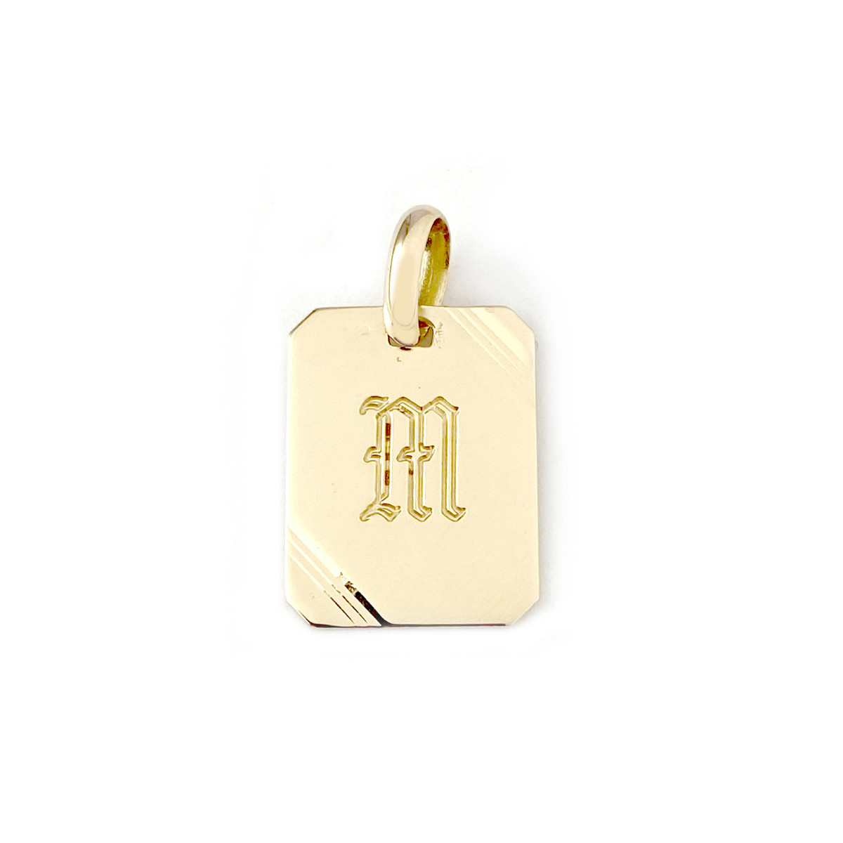 Pendentif d'occasion or 750 jaune gravé lettre m