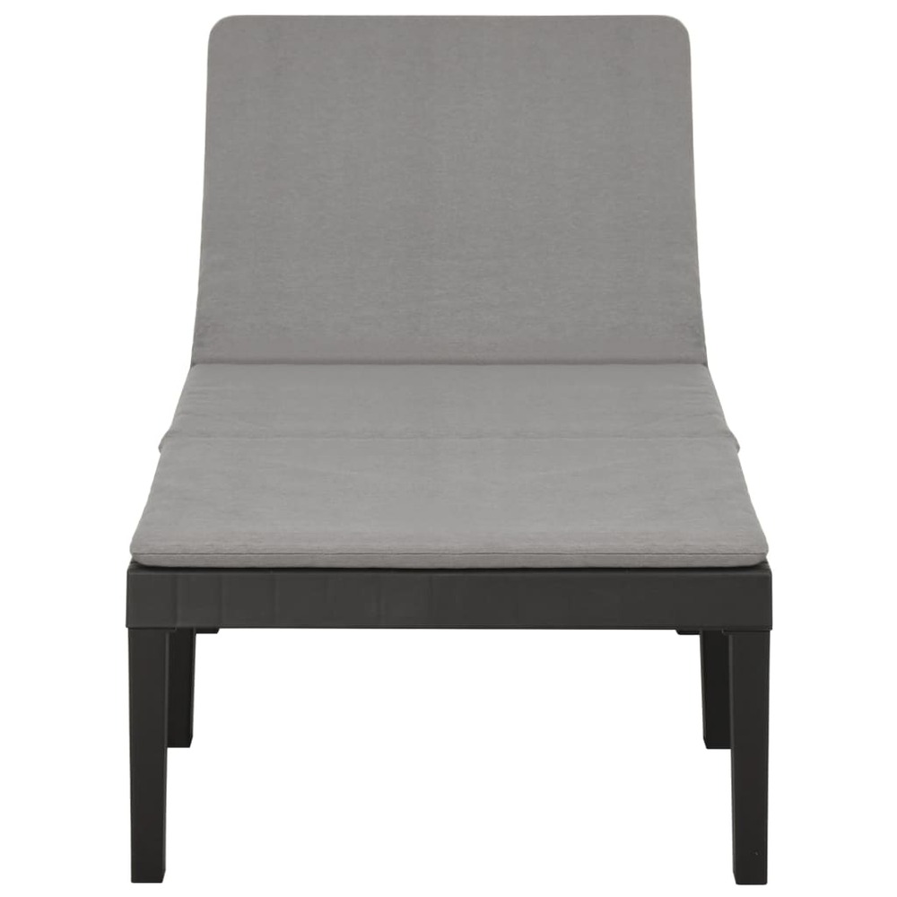 Transat chaise longue bain de soleil lit de jardin terrasse meuble d'extérieur avec coussin plastique anthracite