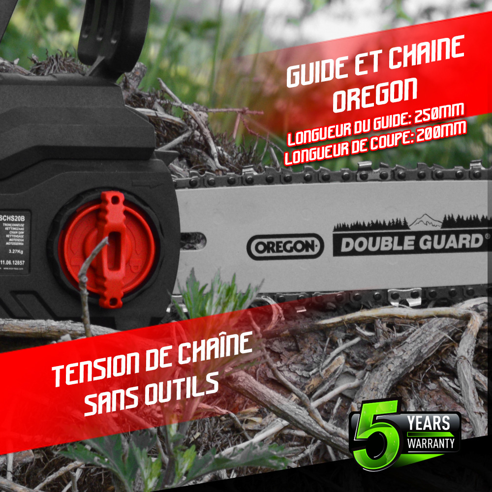 Tronçonneuse sans fil 20 v (sans batterie) - guide 250mm - guide et chaîne orego