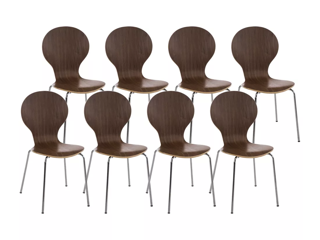 Lot de 8 Chaise de conférence - Bois & Nature - Noyer - DIEGO