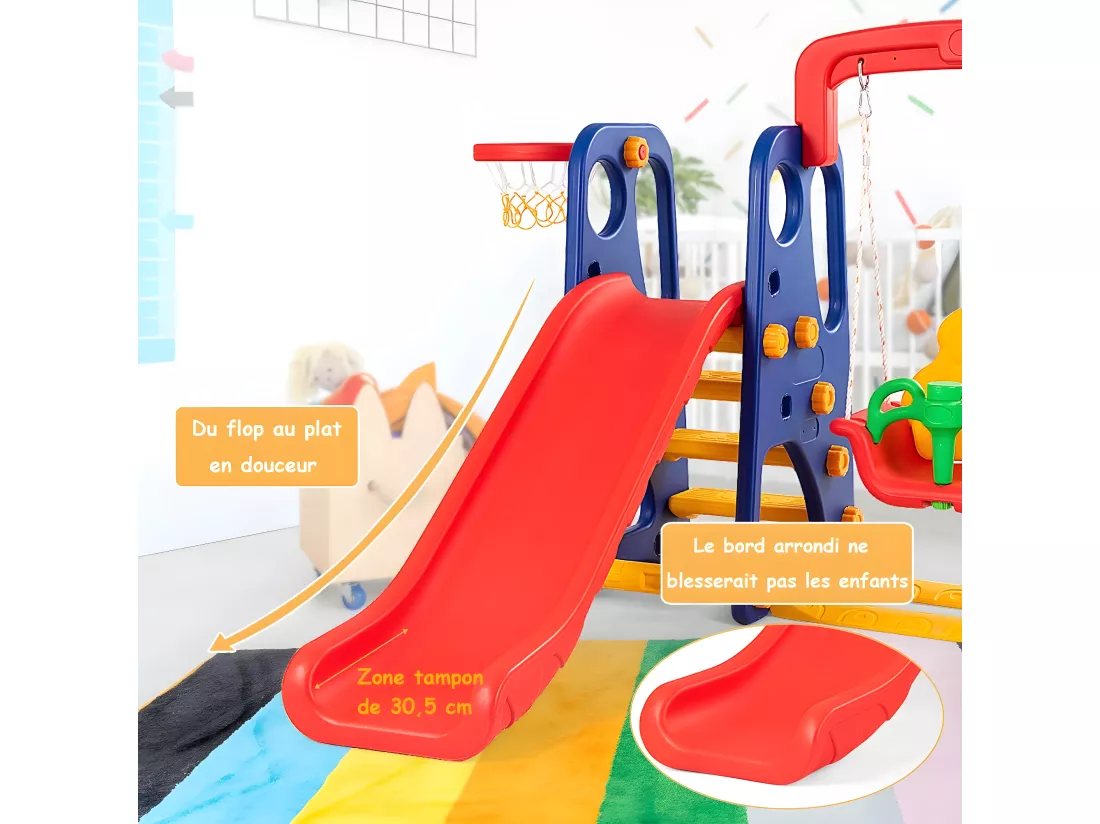 Toboggan pour Enfants Aire de Jeux 3 en 1 avec Balançoire,Portique