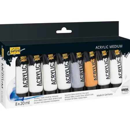 KREUL Acrylfarben Set Solo Goya Acrylic Medium Strukturpasten 8x20ml Tube