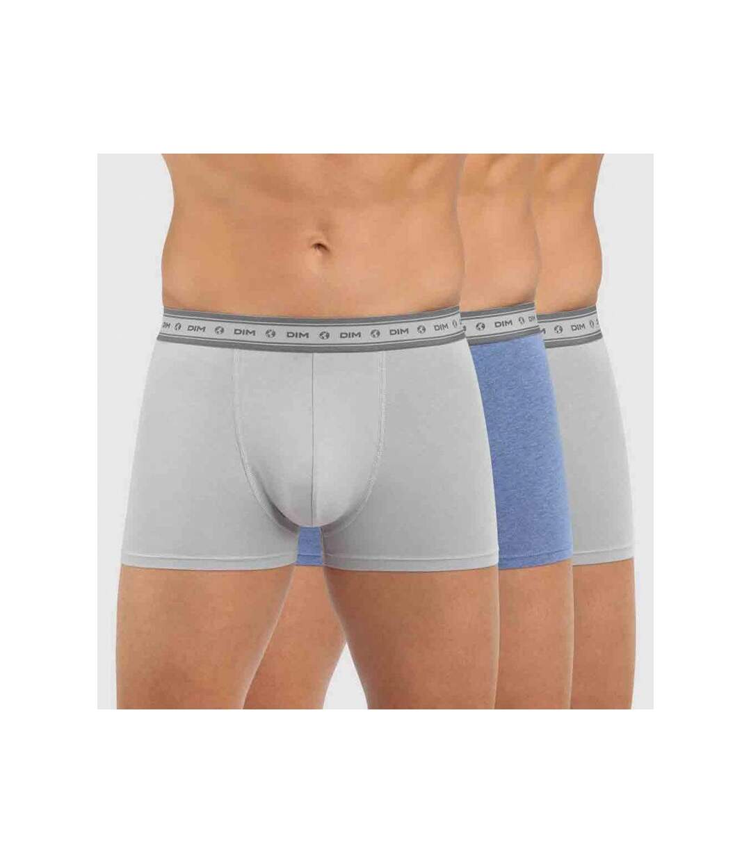 DIM Lot de 3 Boxers Homme Coton BIO Acier Bleu Nuit