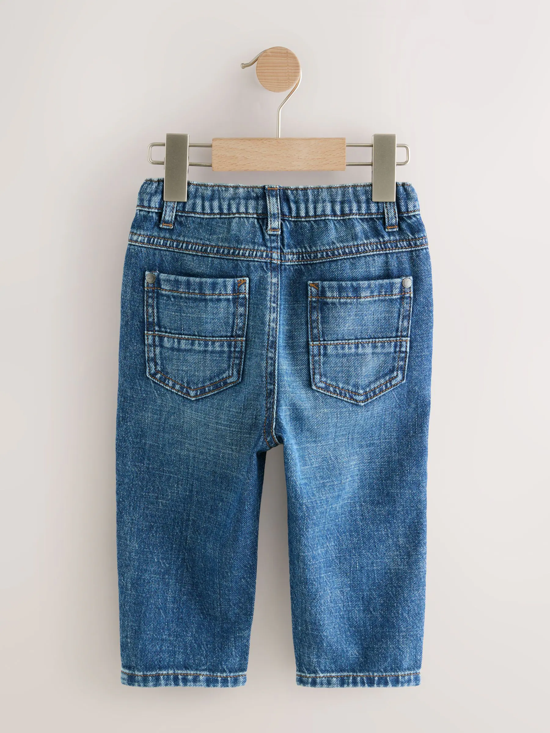 Middenblauw denim - Jeans met geplooide voorkant (3mnd-7jr)