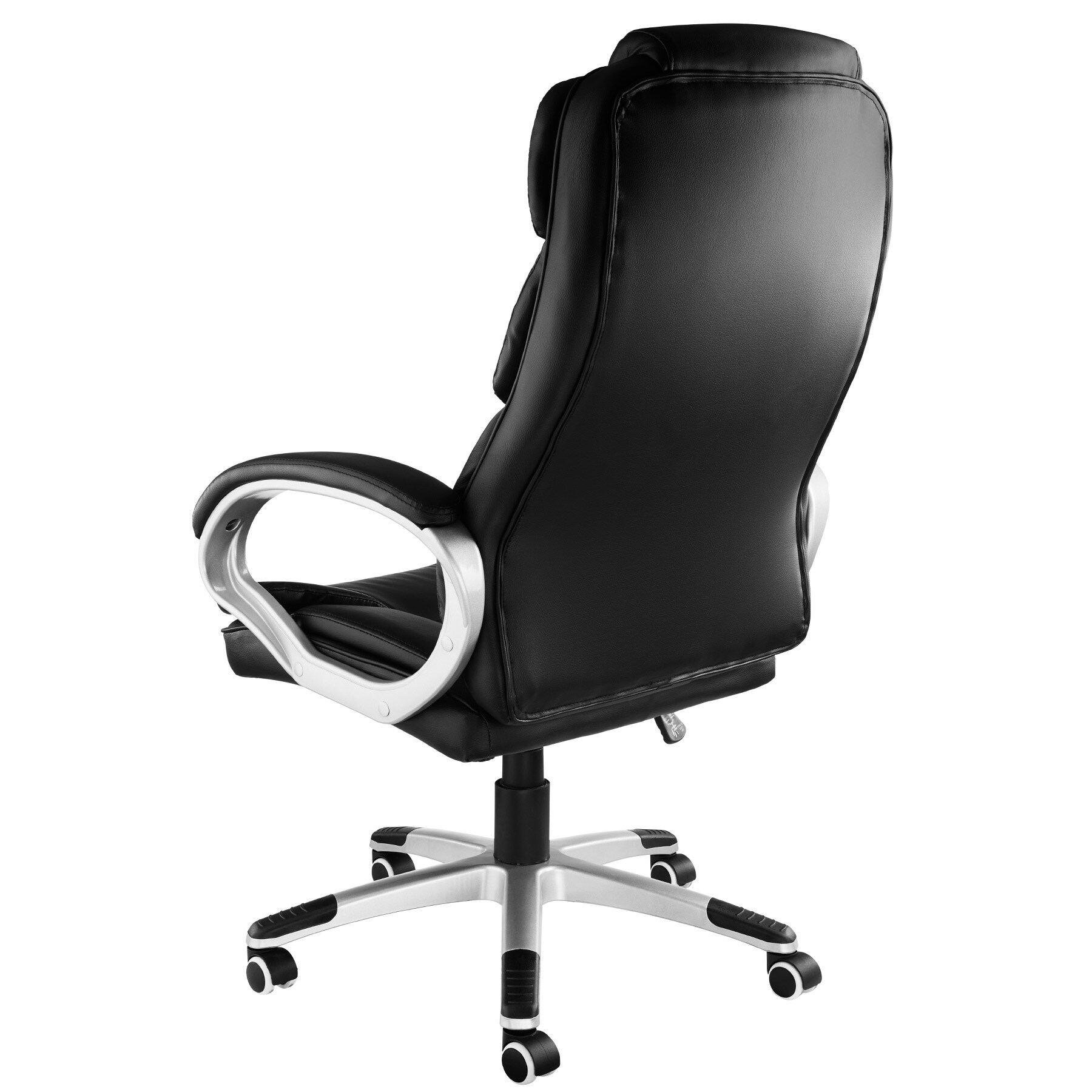 tectake® Bürostuhl, 360° drehbar und stufenlos höhenverstellbar, doppelte Polsterung mit Kunstlederbezug, einstellbare Wippfunktion