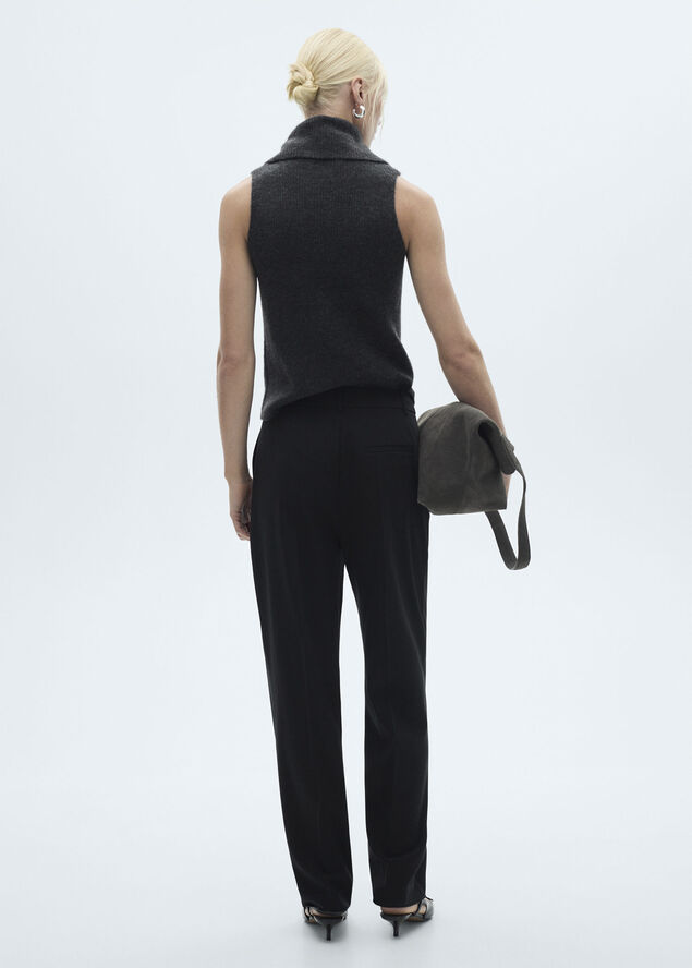 MANGO Pleated straight trousers Black