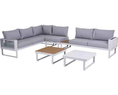 Garden Place Chiara 6-persoons tuinmeubelset bestaande uit: Tafel, aluminium, wit