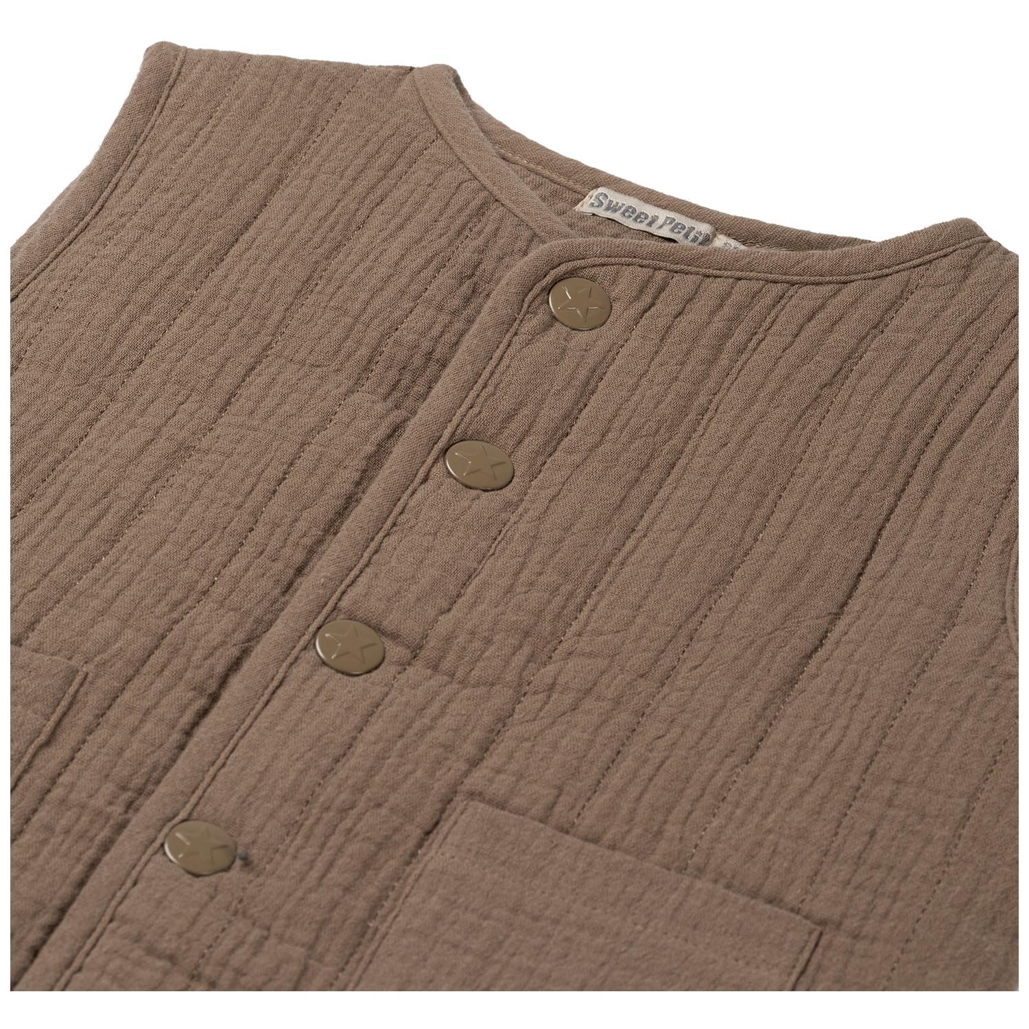 Sweet Petit peuter gilet Jelle mouwloos effen taupe