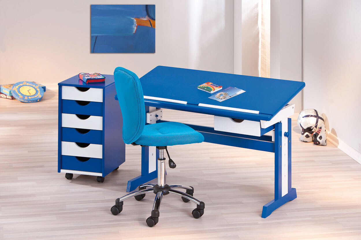 Kinder Schreibtisch David 109 x 55 cm Blau/Weiß