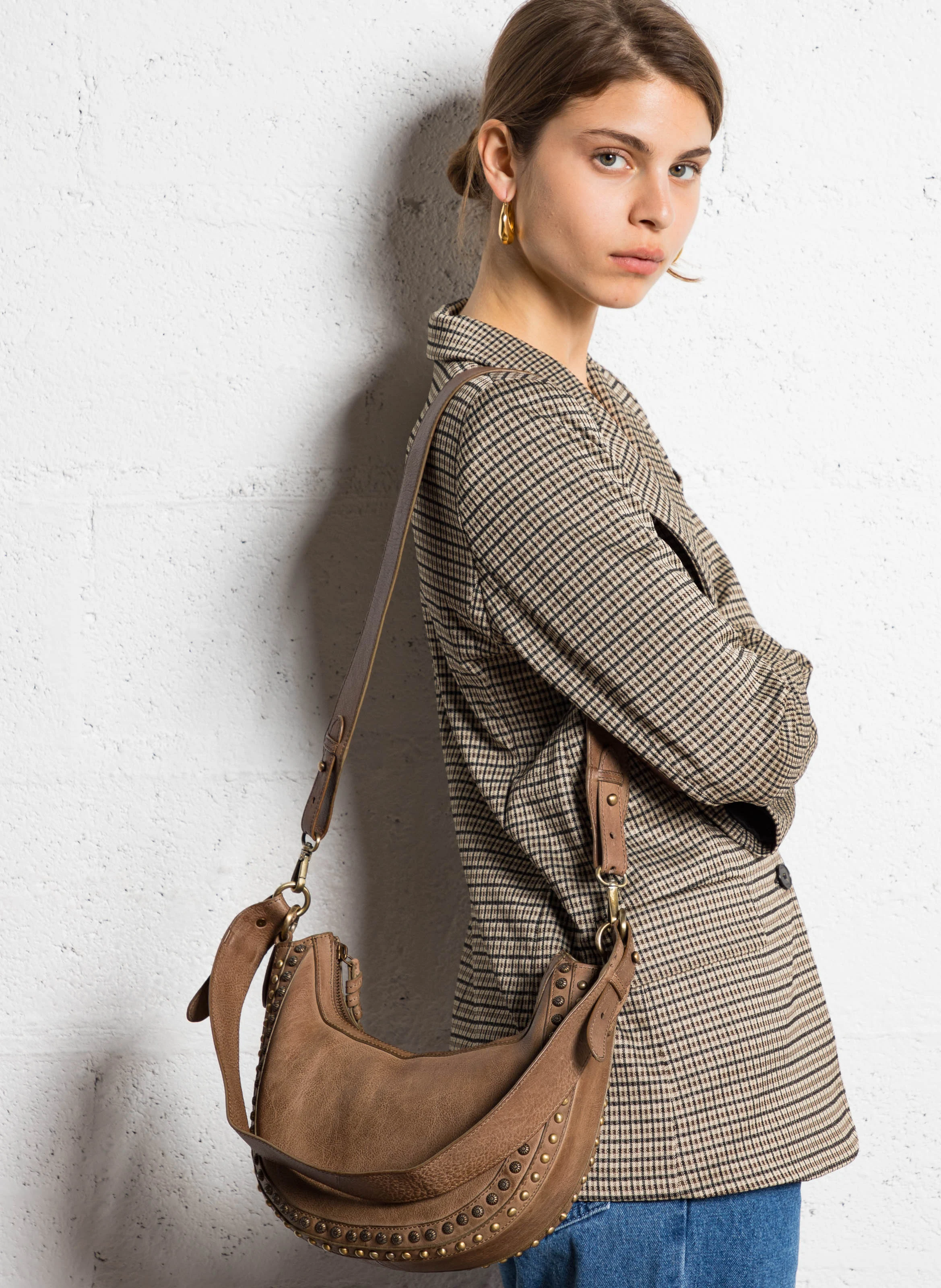 GASPARD - Sac bandoulière en cuir | Gris
