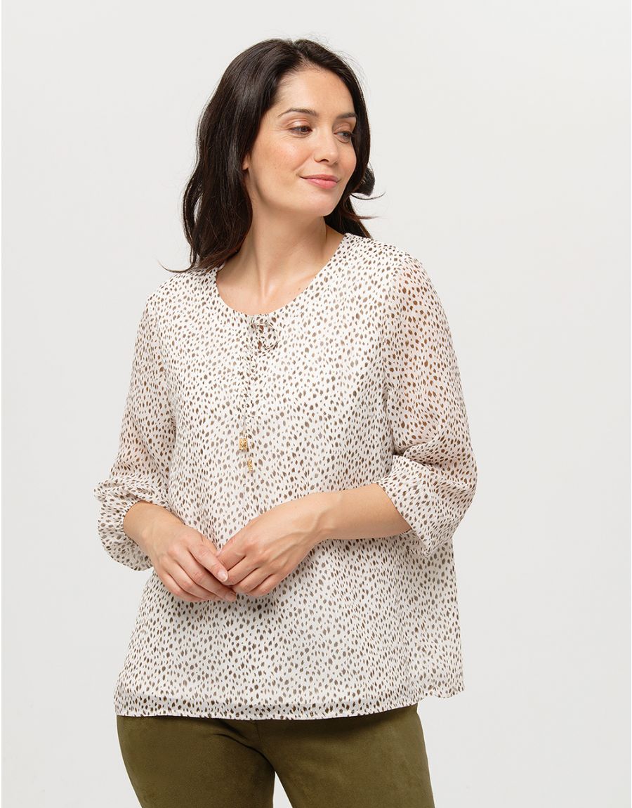 Blouse ample motif écru
