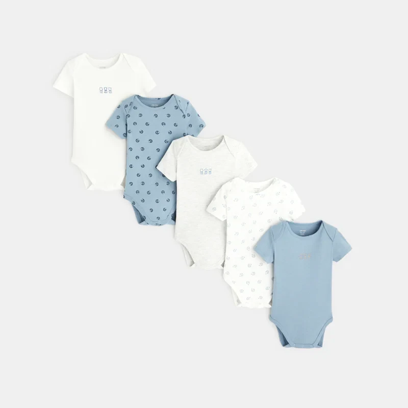 Body manches courtes col US (lot de 5) bleu naissance Bleu