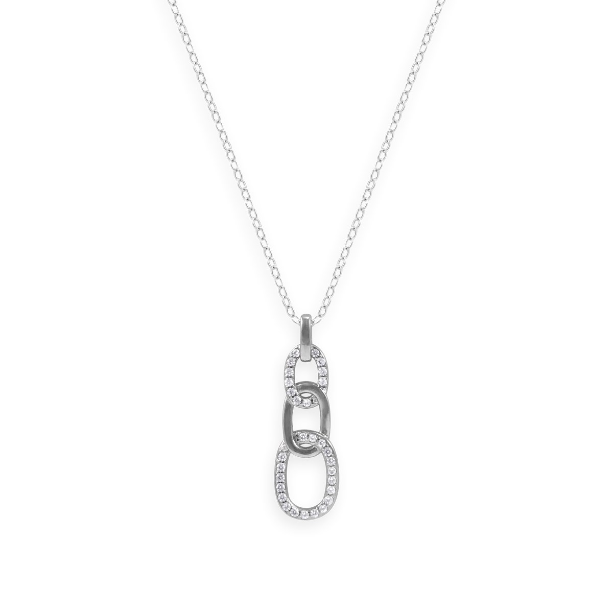 Collier en argent 925 rhodié avec oxydes de zirconium
