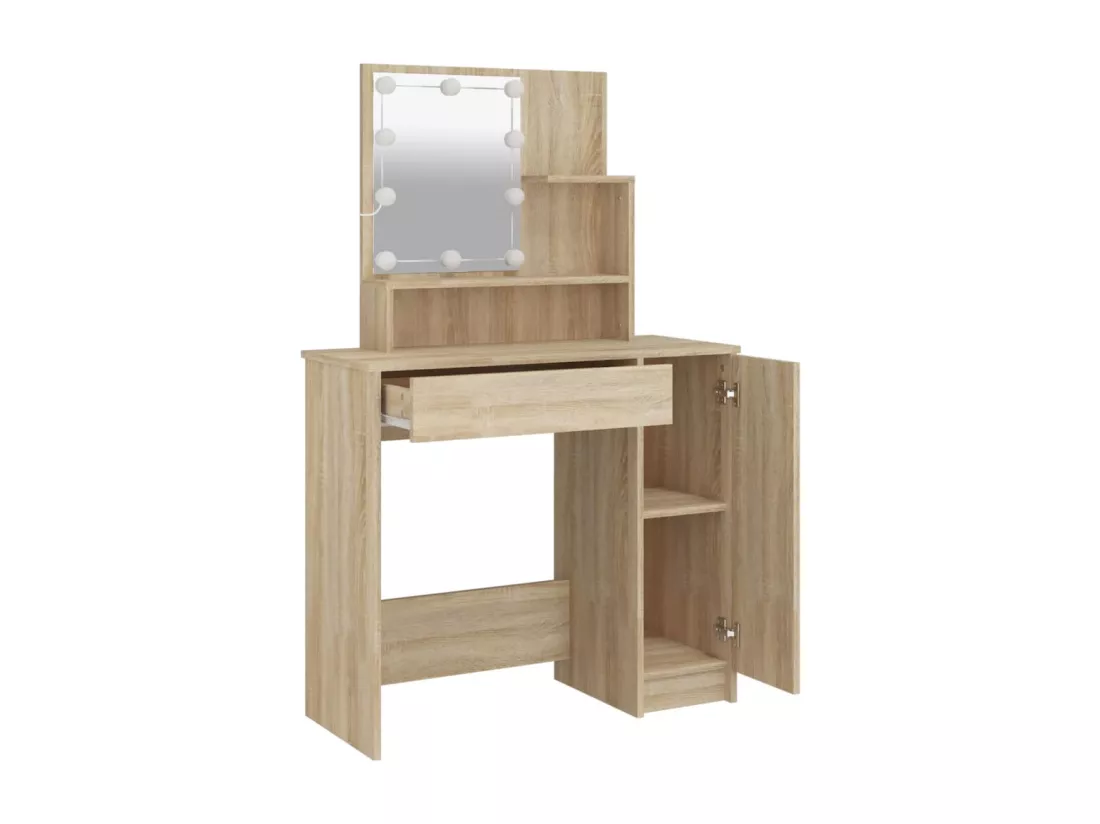 Coiffeuse avec LED chêne sonoma 86,5x35x136 cm
