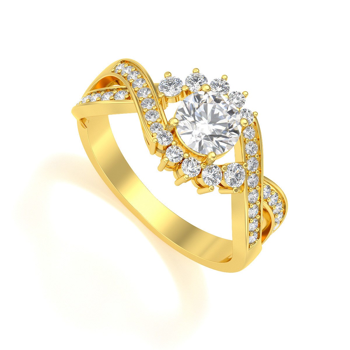Bague ADEN Or Jaune Moissanite et Diamants 3.2grs