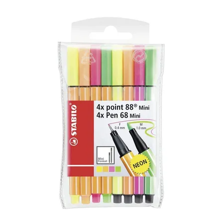 Fineliner & Filzstifte - STABILO point 88 Mini & Pen 68 Mini - 8er Pack - Neonfarben