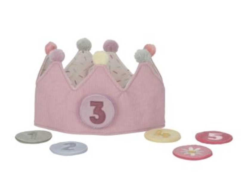 Little Dutch Little Dutch Verjaardagskroon stof met roze cijfers