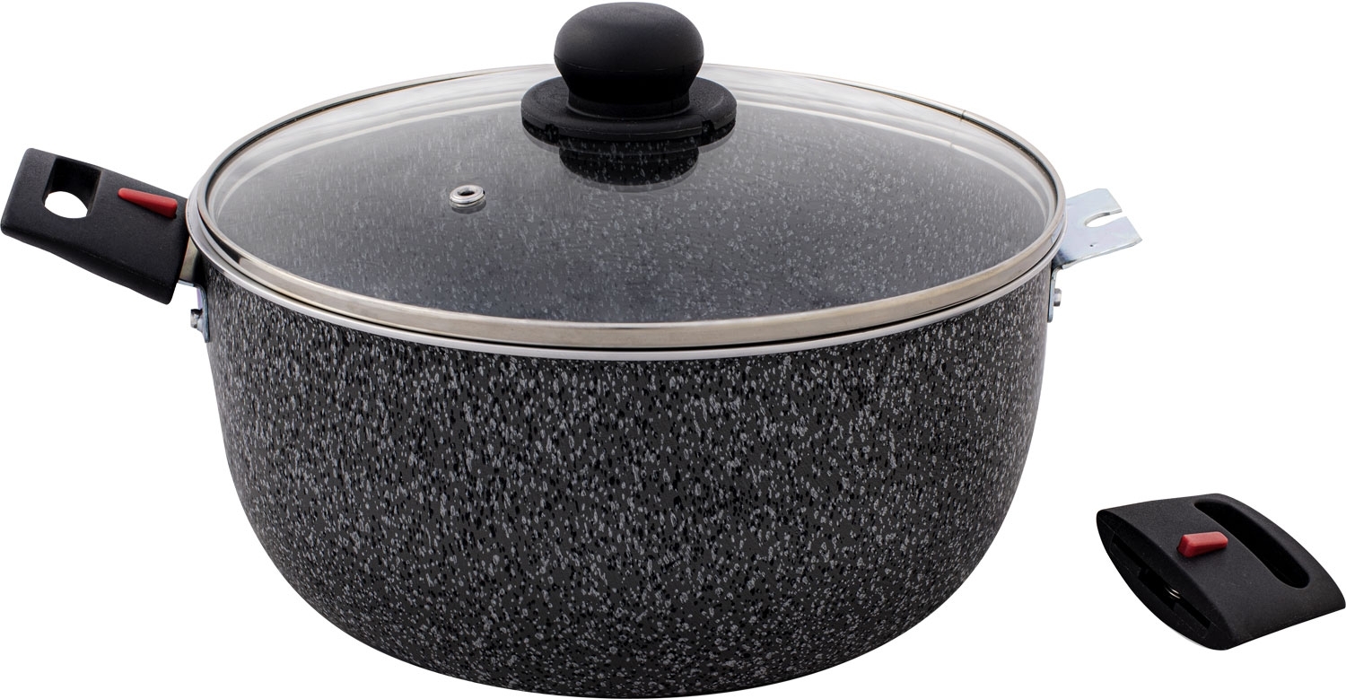 Berger Aluminium Kochtopf Stone Rock mit Glasdeckel 24 cm 4,5 Liter