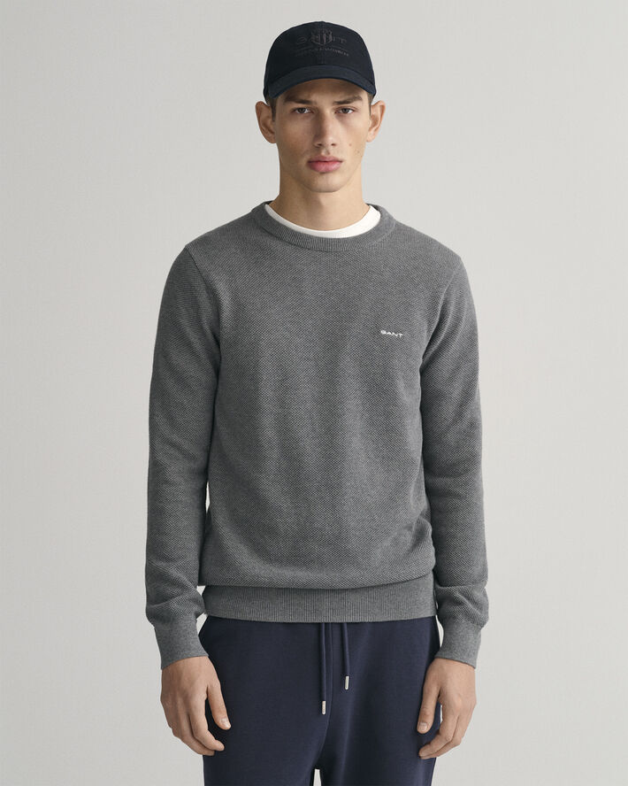 Gant COTTON PIQUE C-NECK Dark grey melange