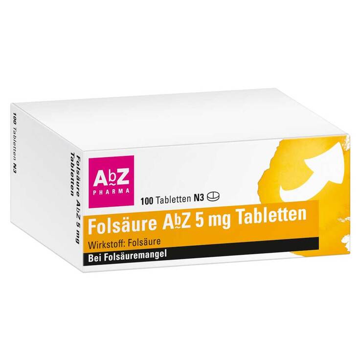 Folsäure AbZ 5 mg Tabletten, 100 St