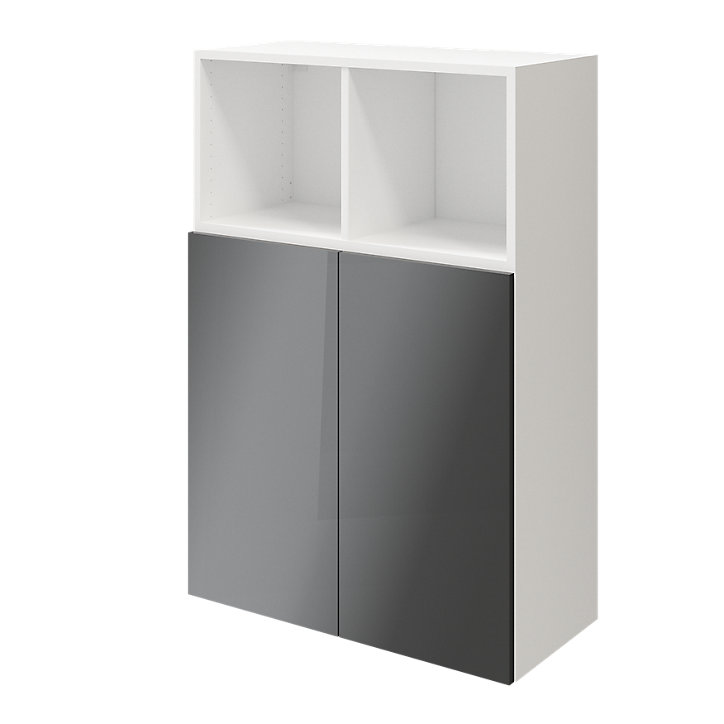 Meuble de rangement blanc portes battantes anthracite brillant GoodHome Atomia H. 112,5 x L. 75 x P. 37 cm