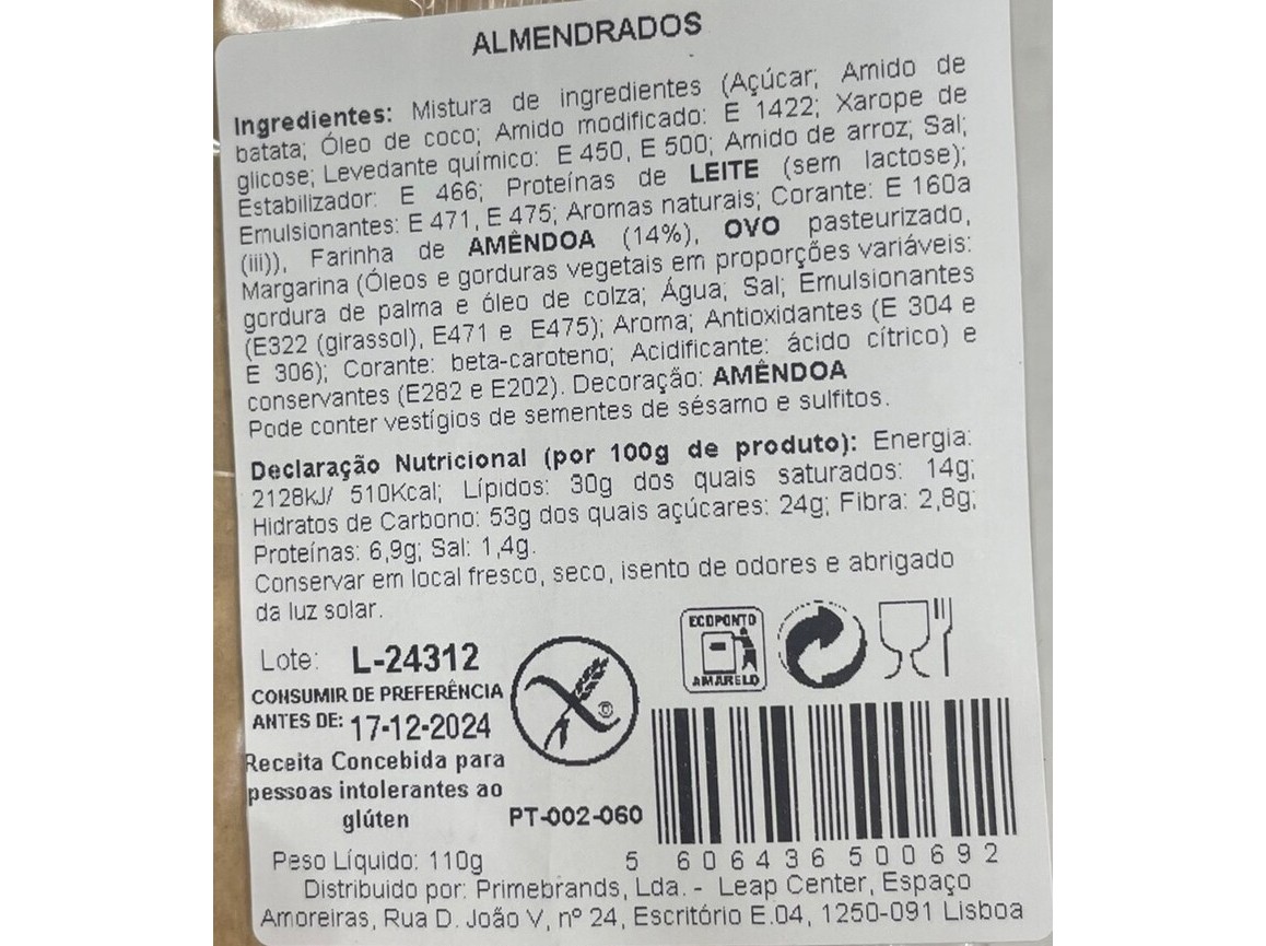 BISCOITO MUSEU DO PÃO ALMENDRADOS SEM GLÚTEM 110G