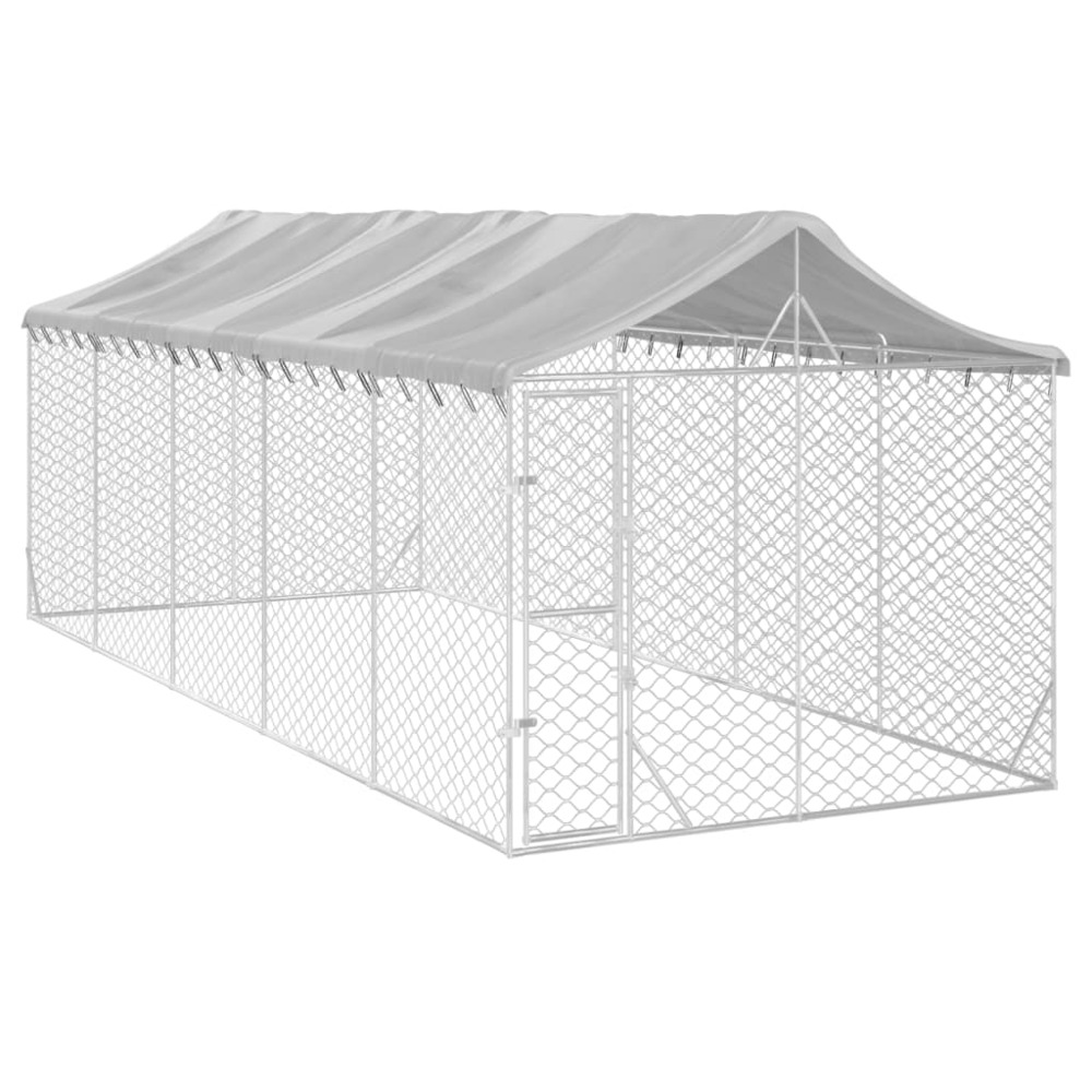 Chenil d'extérieur pour chiens avec toit argenté 3x7,5x2,5 m