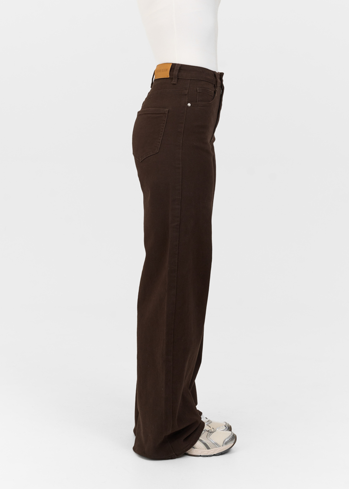 Wide leg stretch jeans deep choco