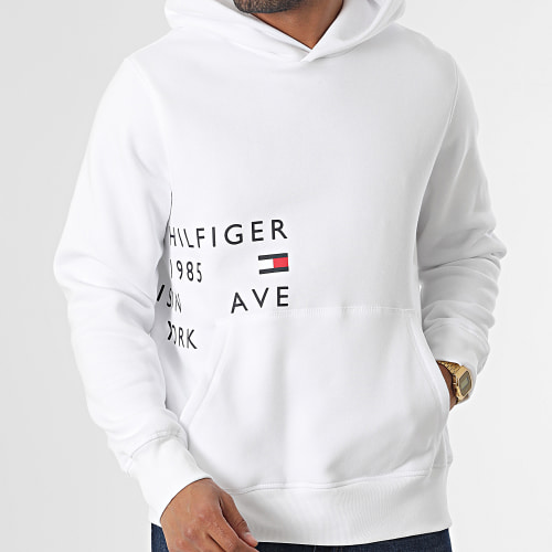 Sweat Capuche Off Placement Text 9303 Blanc