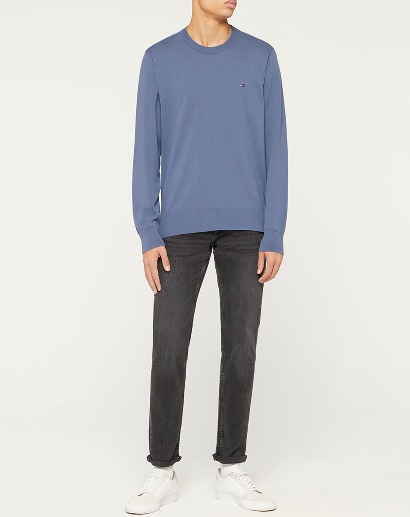 Tommy Hilfiger Pull 1985 col rond bleu vintage
